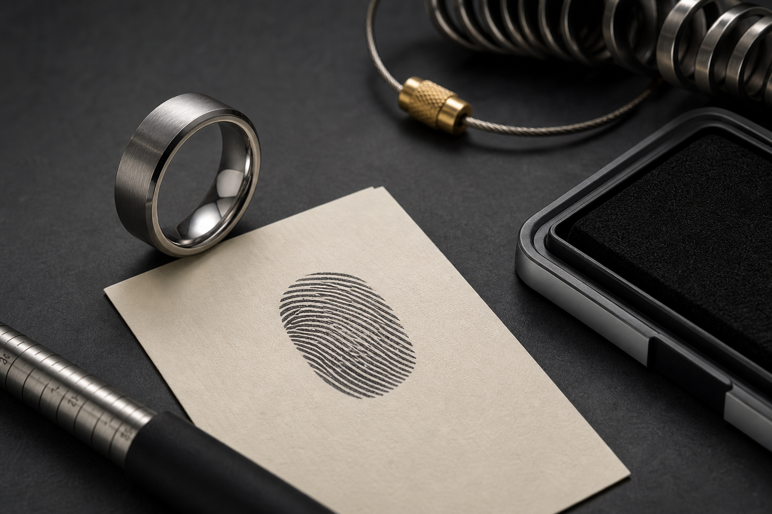 Fingerprint ring inspiration image for a men's cropped ridge band